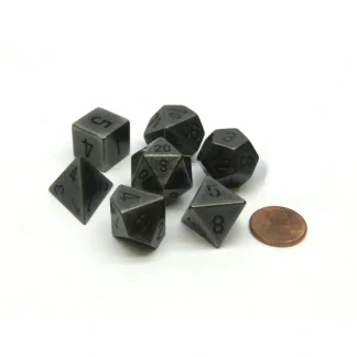 Polyhedral 7-Die Metal Dice Set - Dark Metal Colored - Your Source for Gaming Essentials Clearance