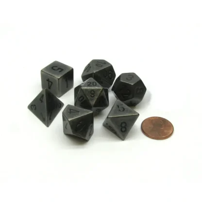 Polyhedral 7-Die Metal Dice Set - Dark Metal Colored - Your Source for Gaming Essentials Clearance