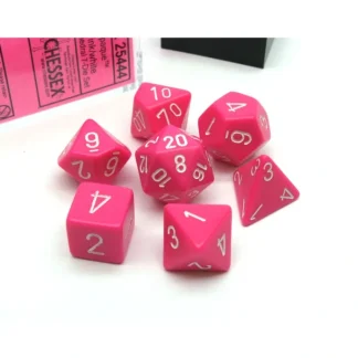 Polyhedral 7-Die Opaque Chessex Dice Set - Pink with White Numbers - Your Source for Gaming Essentials Flash Sale