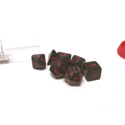 Polyhedral 7-Die Opaque Dice Set - Black with Red Numbers - Your Source for Gaming Essentials Hot
