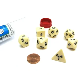 Polyhedral 7-Die Opaque Dice Set - Ivory with Black Numbers - Your Source for Gaming Essentials Flash Sale