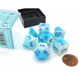 Polyhedral 7-Die Set, Luminary Gemini - Pearl Turquoise-White with Blue - Your Source for Gaming Essentials Fashion