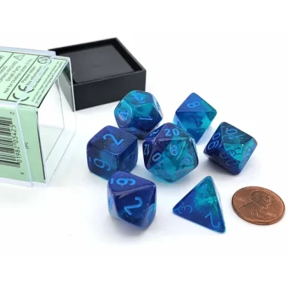 Polyhedral 7-Die Set, Luminary Gemini - Blue-Blue with Light Blue Numbers - Your Source for Gaming Essentials Flash Sale
