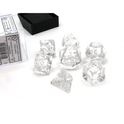 Polyhedral 7-Die Translucent Chessex Dice Set - Clear with White Numbers - Your Source for Gaming Essentials Best