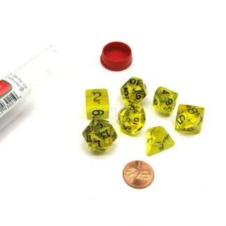 Polyhedral 7-Die Transparent Dice Set - Yellow - Your Source for Gaming Essentials Fashion