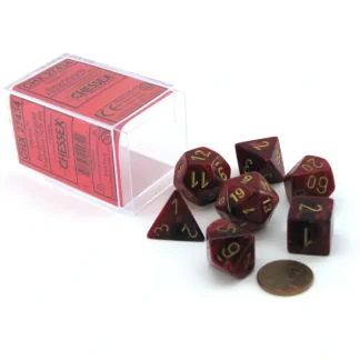Polyhedral 7-Die Vortex Chessex Dice Set - Burgundy with Gold Numbers - Your Source for Gaming Essentials Flash Sale