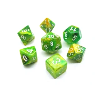 Polyhedral 7-Die Vortex Chessex Dice Set - Dandelion with White Numbers - Your Source for Gaming Essentials New