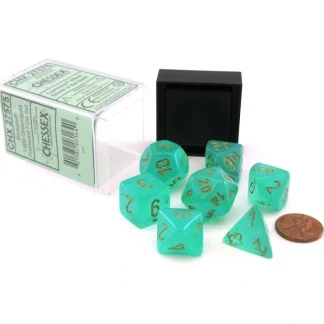 Polyhedral DnD 7-Dice Set, Luminary Borealis - Light Green with Gold Numbers - Your Source for Gaming Essentials Cheap