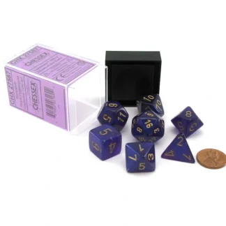 Polyhedral DnD 7-Dice Set, Luminary Borealis - Royal Purple with Gold Numbers - Your Source for Gaming Essentials Discount