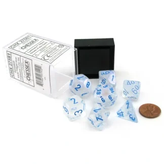 Polyhedral DnD 7-Dice Set, Luminary Borealis - Icicle with Light Blue Numbers - Your Source for Gaming Essentials Flash Sale