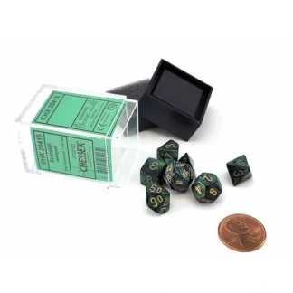 Polyhedral Mini 7-Die Set, Scarab - Jade with Gold Numbers - Your Source for Gaming Essentials Best