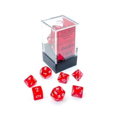 Polyhedral Mini 7-Die Set, Translucent - Red with White Numbers - Your Source for Gaming Essentials Sale