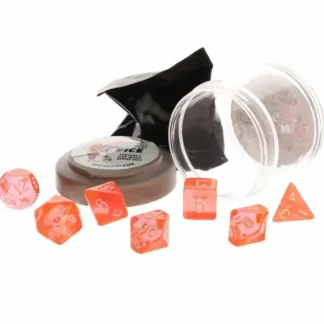 Polyhedral 7-Piece DnD Pizza Dungeon Dice Set - Lucky Clear Orange - Your Source for Gaming Essentials Store