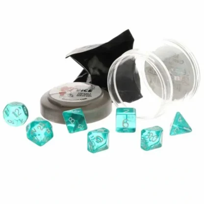 Polyhedral 7-Piece DnD Pizza Dungeon Dice Set - Lucky Clear Teal - Your Source for Gaming Essentials Shop