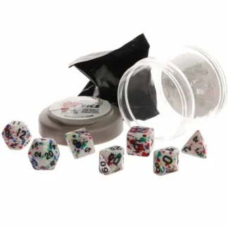 Polyhedral 7-Piece DnD Pizza Dungeon Dice Set - Lucky Rainbow Paint - Your Source for Gaming Essentials Store