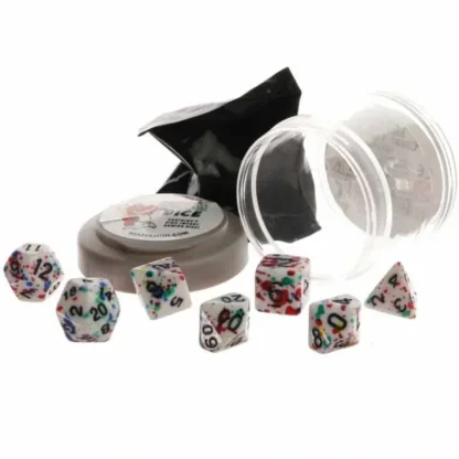 Polyhedral 7-Piece DnD Pizza Dungeon Dice Set - Lucky Rainbow Paint - Your Source for Gaming Essentials Store