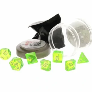 Polyhedral 7-Piece DnD Pizza Dungeon Dice Set - LuckyClear Neon Green - Your Source for Gaming Essentials New