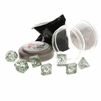 Polyhedral 7-Piece DnD Pizza Dungeon Dice Set - Boss Glitter Green - Your Source for Gaming Essentials Best