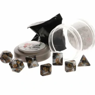 Polyhedral 7-Piece DnD Pizza Dungeon Dice Set - Dual White & Black - Your Source for Gaming Essentials Fashion