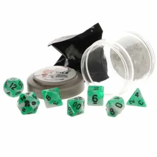 Polyhedral 7-Piece DnD Pizza Dungeon Dice Set - Dual Teal & White - Your Source for Gaming Essentials Cheap
