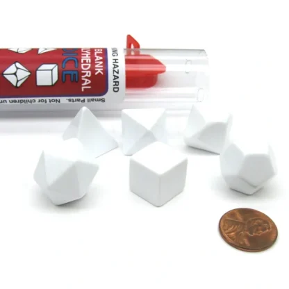 Polyhedral RPG 6-Dice Set ~14 to 19mm Tall - Blank White - Your Source for Gaming Essentials Outlet