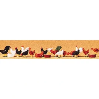 Trains | Preiser 14168 HO Animals - Hens and Cocks Figures (Set of 18) - Your Source for Gaming Essentials