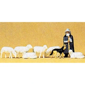 Trains | Preiser 14160 HO Shepherd with Sheeps & Dog Figures (Set of 8) - Your Source for Gaming Essentials