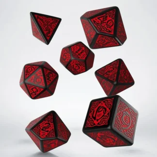 Q-Workshop Celtic Dice Set 3D Black with Red (7 Piece Set) - Your Source for Gaming Essentials Fashion