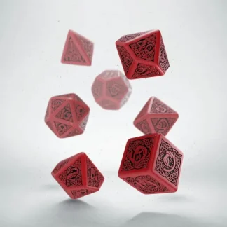 Q-Workshop Celtic Dice Set 3D Red with Black Etches (7 Piece Set) - Your Source for Gaming Essentials Hot