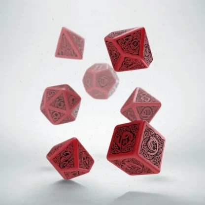 Q-Workshop Celtic Dice Set 3D Red with Black Etches (7 Piece Set) - Your Source for Gaming Essentials Hot