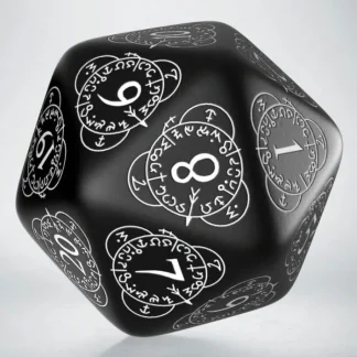 Q-Workshop CG Level Counter D20 Dice - Black with White Etches - Your Source for Gaming Essentials Clearance