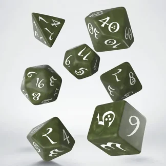 Q-Workshop Classic RPG Dice Set - Olive with White (7 Pieces) - Your Source for Gaming Essentials Shop