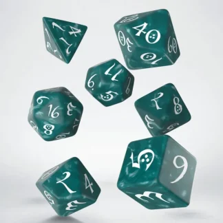 Q-Workshop Classic RPG Dice Set - Stormy with White (7 Pieces) - Your Source for Gaming Essentials Shop