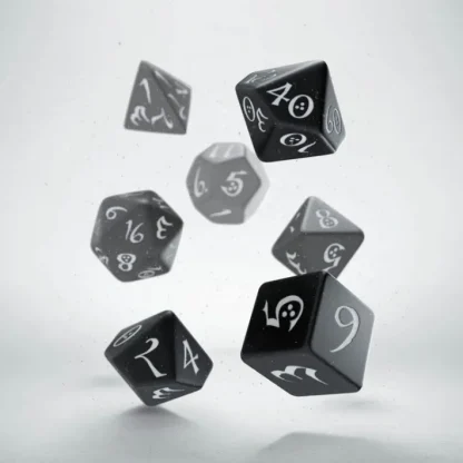 Q-Workshop Classic RPG Dice Set Black with White Etches (7 Piece Set) - Your Source for Gaming Essentials Best Sale