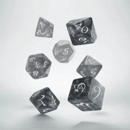 Q-Workshop Classic RPG Dice Set Smoky with White Etches (7 Piece Set) - Your Source for Gaming Essentials Shop