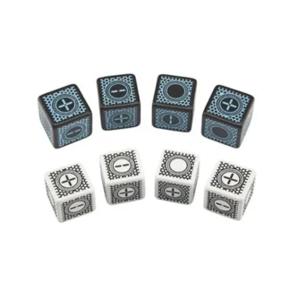 Q-Workshop D6 Cyberfudge Dice (8 Pieces)- 4 D6 Black with Blue + 4 Random Colors - Your Source for Gaming Essentials Store