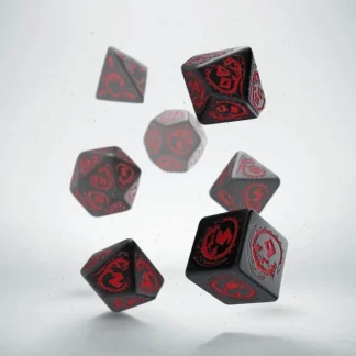 Q-Workshop Dragons Dice Set Black with Red Etches (7 Piece Set) - Your Source for Gaming Essentials Sale