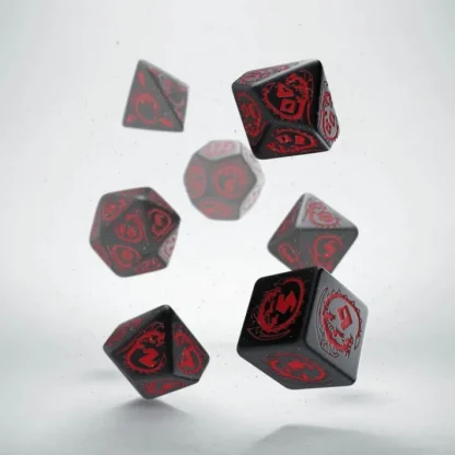 Q-Workshop Dragons Dice Set Black with Red Etches (7 Piece Set) - Your Source for Gaming Essentials Sale