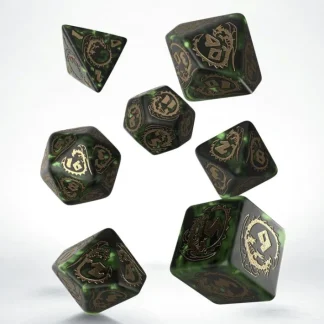 Q-Workshop Dragons Dice Set - Green with Gold Etches (7 Piece Set) - Your Source for Gaming Essentials Best Sale