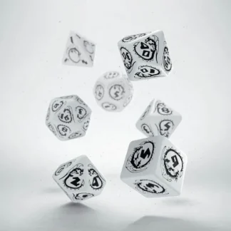 Q-Workshop Dragons Dice Set White with Black Etches (7 Piece Set) - Your Source for Gaming Essentials Cheap