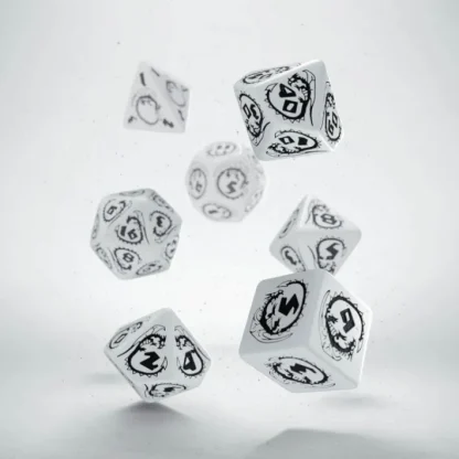 Q-Workshop Dragons Dice Set White with Black Etches (7 Piece Set) - Your Source for Gaming Essentials Cheap