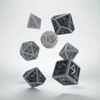 Q-Workshop Dwarven Dice Set Gray with Black Etches (7 Piece Set) - Your Source for Gaming Essentials Shop