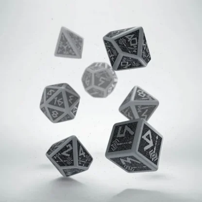 Q-Workshop Dwarven Dice Set Gray with Black Etches (7 Piece Set) - Your Source for Gaming Essentials Shop