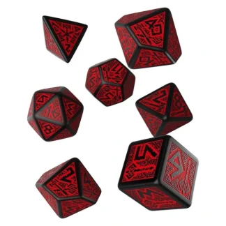 Q-Workshop Dwarven Dice Set Black with Red (7 Piece Set) - Your Source for Gaming Essentials Store