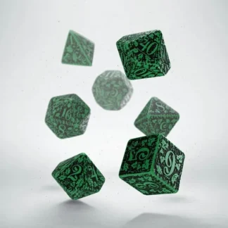 Q-Workshop Forest Dice Set 3D Green with Black Etches (7 Piece Set) - Your Source for Gaming Essentials Flash Sale