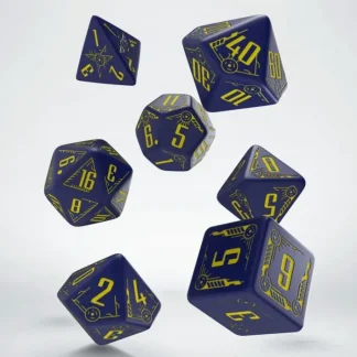 Q-Workshop Galactic Dice Set: Navy Blue with Yellow (7 Polyhedral Dice) - Your Source for Gaming Essentials Clearance