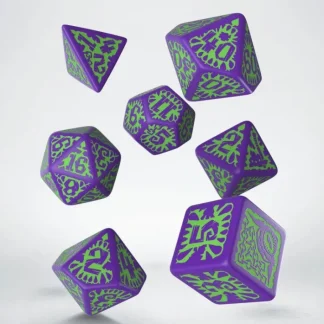 Q-Workshop Pathfinder Goblin Purple with Green Etches Dice Set (7 Piece Set) - Your Source for Gaming Essentials Online