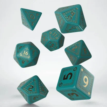 Q-Workshop RuneQuest Dice Set Turquoise with Gold (7 Pieces) - Your Source for Gaming Essentials Discount