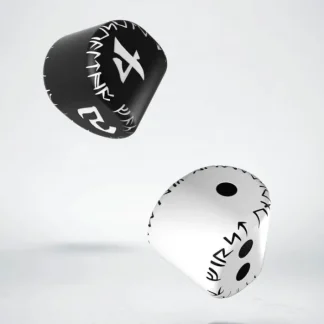 Q-Workshop Runic Unique Dice Set - 1 White/Black D2 + 1 Black/White D4 - Your Source for Gaming Essentials New