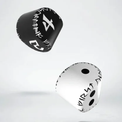 Q-Workshop Runic Unique Dice Set - 1 White/Black D2 + 1 Black/White D4 - Your Source for Gaming Essentials New